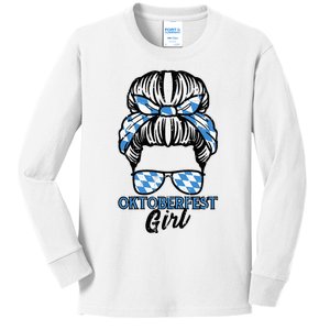 Oktoberfest Girl Messy Bun Bavaria German Costume Kids Long Sleeve Shirt