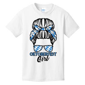 Oktoberfest Girl Messy Bun Bavaria German Costume Kids T-Shirt