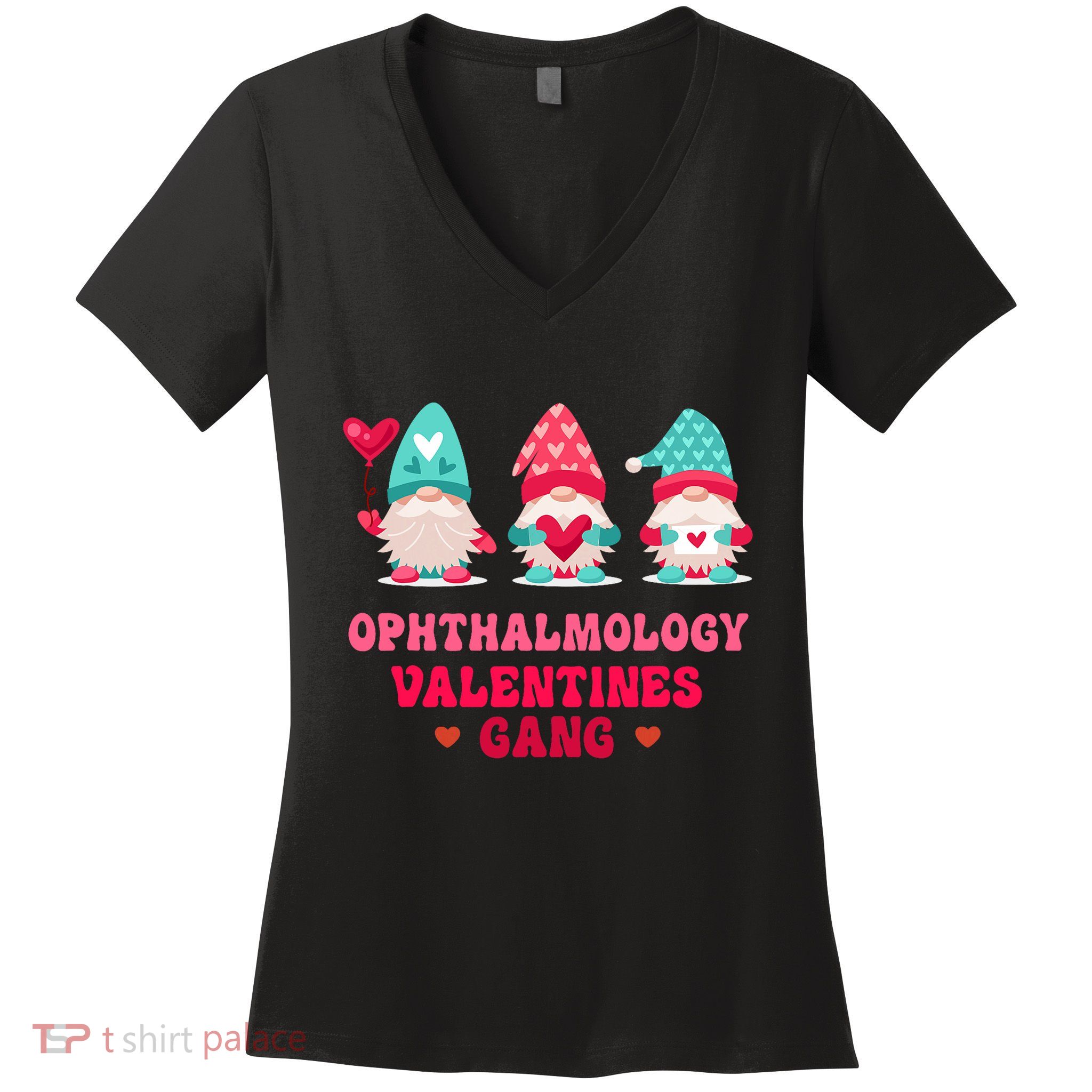 Ophthalmology Gnomes Nurse Valentines Day Women's V-Neck T-Shirt