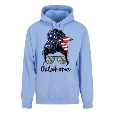 Oklahoma Girl Oklahoma Flag State Girlfriend Messy Bun Unisex Surf Hoodie