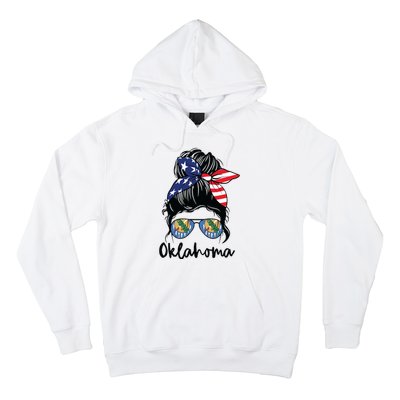 Oklahoma Girl Oklahoma Flag State Girlfriend Messy Bun Hoodie