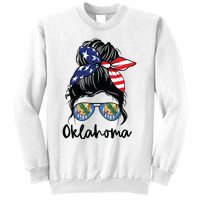 Oklahoma Girl Oklahoma Flag State Girlfriend Messy Bun Sweatshirt