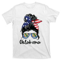 Oklahoma Girl Oklahoma Flag State Girlfriend Messy Bun T-Shirt