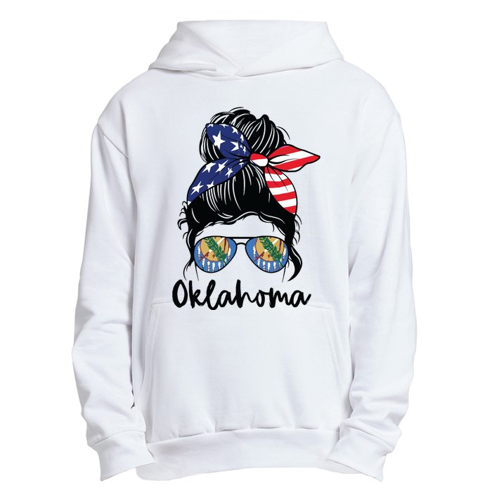 Oklahoma Girl Oklahoma Flag State Girlfriend Messy Bun Urban Pullover Hoodie