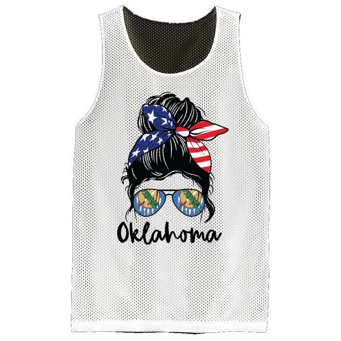 Oklahoma Girl Oklahoma Flag State Girlfriend Messy Bun Mesh Reversible Basketball Jersey Tank