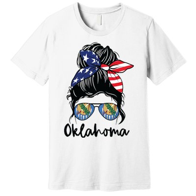 Oklahoma Girl Oklahoma Flag State Girlfriend Messy Bun Premium T-Shirt