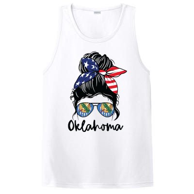 Oklahoma Girl Oklahoma Flag State Girlfriend Messy Bun PosiCharge Competitor Tank