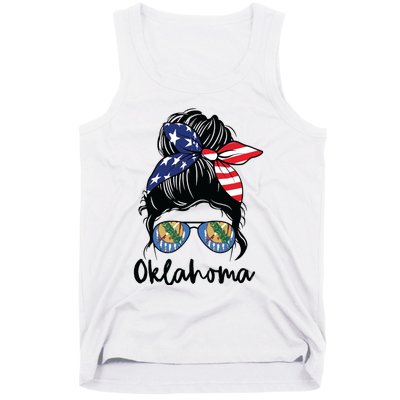 Oklahoma Girl Oklahoma Flag State Girlfriend Messy Bun Tank Top