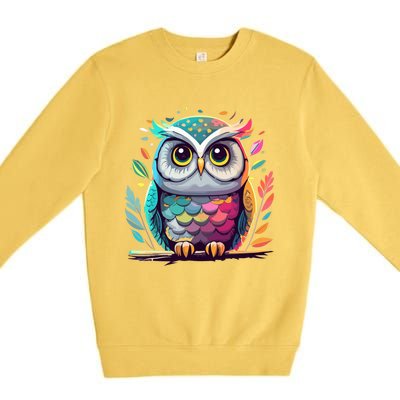 Owl Graphic Owl Artwork Bird Art Animal Owl Funny Gift Premium Crewneck Sweatshirt