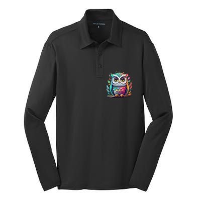 Owl Graphic Owl Artwork Bird Art Animal Owl Funny Gift Silk Touch Performance Long Sleeve Polo