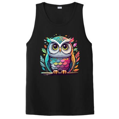 Owl Graphic Owl Artwork Bird Art Animal Owl Funny Gift PosiCharge Competitor Tank