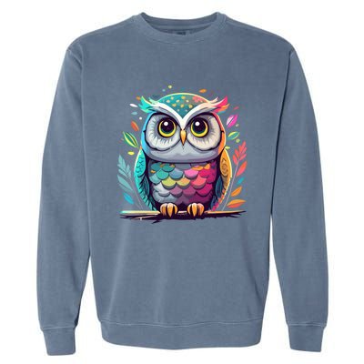 Owl Graphic Owl Artwork Bird Art Animal Owl Funny Gift Garment-Dyed Sweatshirt