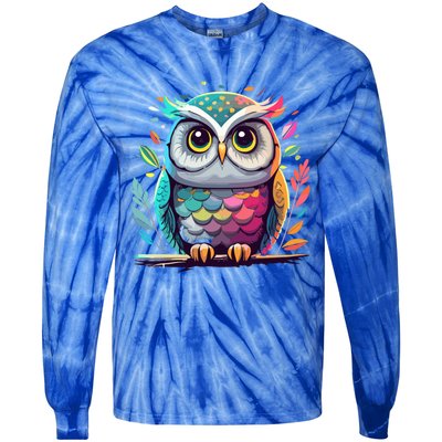 Owl Graphic Owl Artwork Bird Art Animal Owl Funny Gift Tie-Dye Long Sleeve Shirt