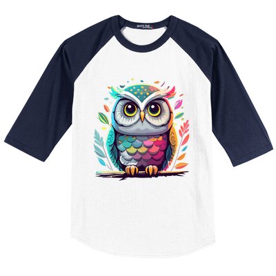 Owl Graphic Owl Artwork Bird Art Animal Owl Funny Gift Baseball Sleeve Shirt