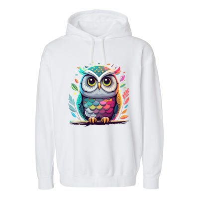 Owl Graphic Owl Artwork Bird Art Animal Owl Funny Gift Garment-Dyed Fleece Hoodie