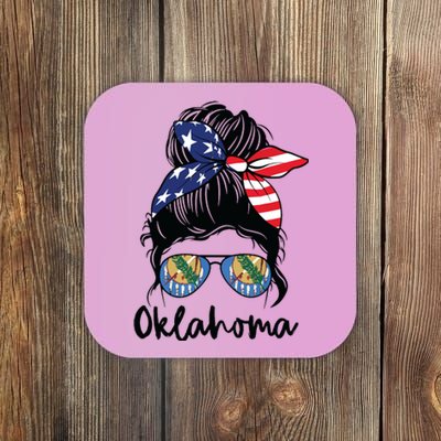 Oklahoma Girl Oklahoma Flag State Girlfriend Messy Bun Coaster