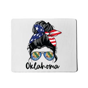 Oklahoma Girl Oklahoma Flag State Girlfriend Messy Bun Mousepad