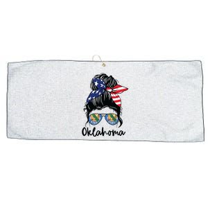 Oklahoma Girl Oklahoma Flag State Girlfriend Messy Bun Large Microfiber Waffle Golf Towel