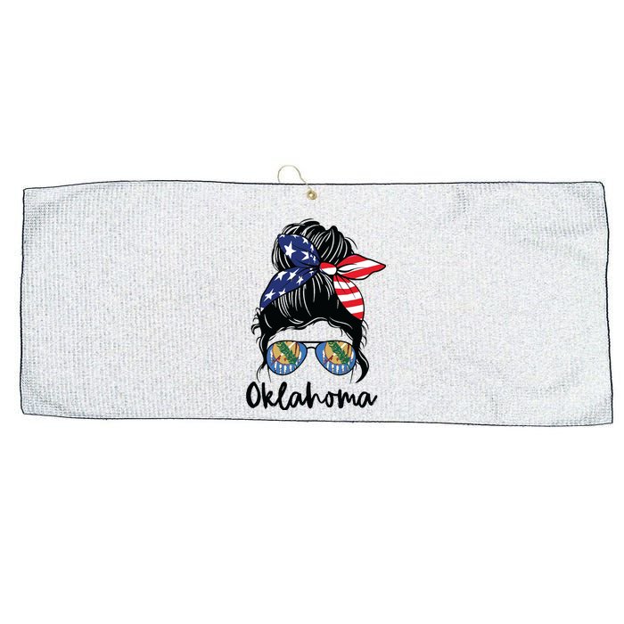 Oklahoma Girl Oklahoma Flag State Girlfriend Messy Bun Large Microfiber Waffle Golf Towel