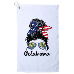 Oklahoma Girl Oklahoma Flag State Girlfriend Messy Bun Platinum Collection Golf Towel