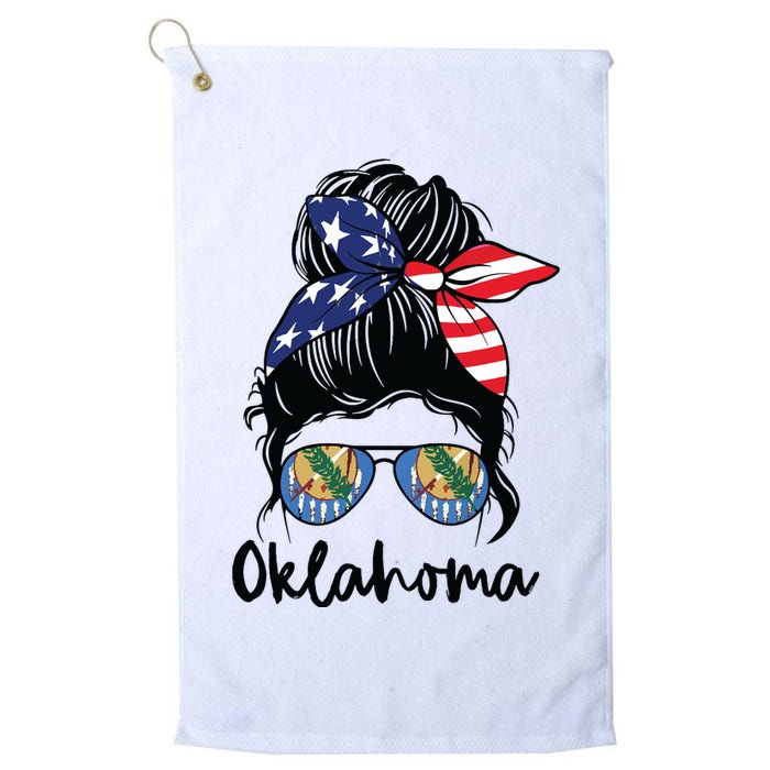 Oklahoma Girl Oklahoma Flag State Girlfriend Messy Bun Platinum Collection Golf Towel