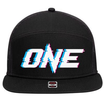 One Glitched 7 Panel Mesh Trucker Snapback Hat