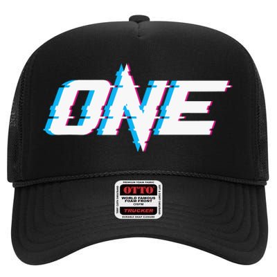 One Glitched High Crown Mesh Back Trucker Hat