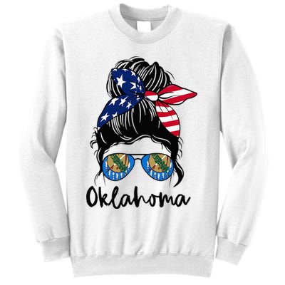 Oklahoma Girl Oklahoma Flag State Girlfriend Messy Bun Sweatshirt