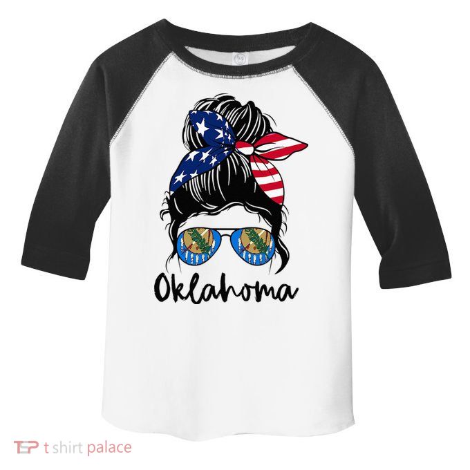 Oklahoma Girl Oklahoma Flag State Girlfriend Messy Bun Toddler Fine Jersey T-Shirt