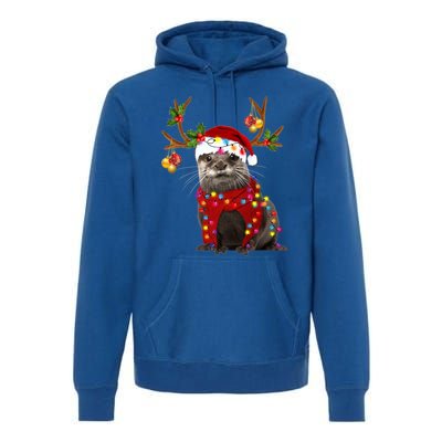 Otter Gorgeous Reindeer Otter Christmas Tree Light Xmas Gift Premium Hoodie