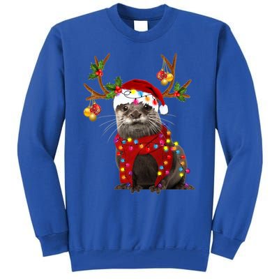 Otter Gorgeous Reindeer Otter Christmas Tree Light Xmas Gift Tall Sweatshirt