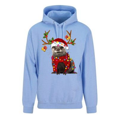 Otter Gorgeous Reindeer Otter Christmas Tree Light Xmas Gift Unisex Surf Hoodie