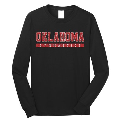 Oklahoma Gymnastics Red Vintage Text Long Sleeve Shirt