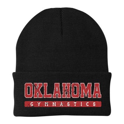 Oklahoma Gymnastics Red Vintage Text Beanie