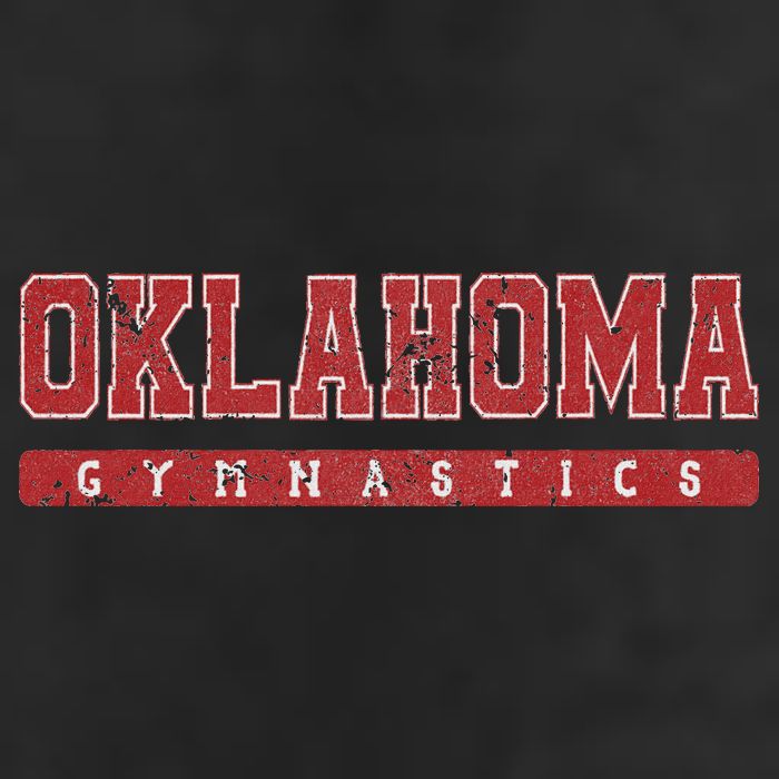 Oklahoma Gymnastics Red Vintage Text Golf Towel