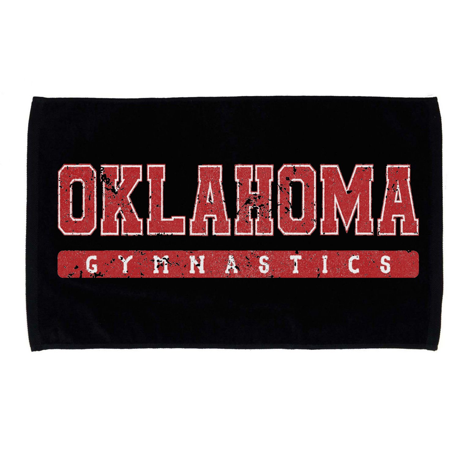 Oklahoma Gymnastics Red Vintage Text Microfiber Hand Towel