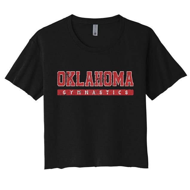 Oklahoma Gymnastics Red Vintage Text Crop Top