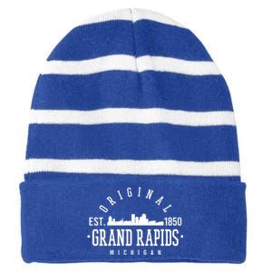 Original Grand Rapids Michigan Striped Beanie with Solid Band