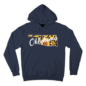 Oklahoma Girl Sunflower Leopard Rustic Black State Pride Hoodie