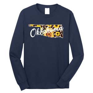 Oklahoma Girl Sunflower Leopard Rustic Black State Pride Long Sleeve Shirt