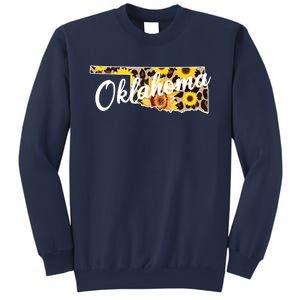 Oklahoma Girl Sunflower Leopard Rustic Black State Pride Sweatshirt