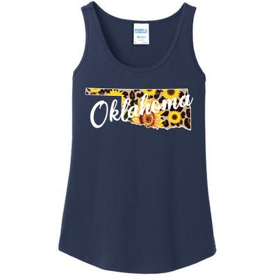 Oklahoma Girl Sunflower Leopard Rustic Black State Pride Ladies Essential Tank