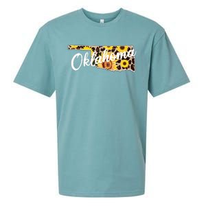 Oklahoma Girl Sunflower Leopard Rustic Black State Pride Sueded Cloud Jersey T-Shirt