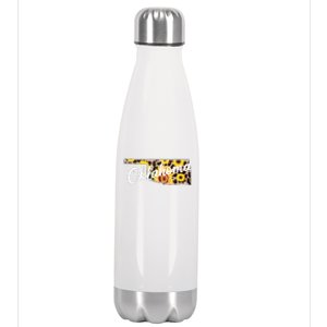 Oklahoma Girl Sunflower Leopard Rustic Black State Pride Stainless Steel Insulated Water Bottle