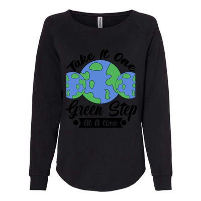 One Green Step At A Time Womens California Wash Sweatshirt