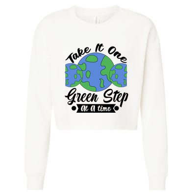 One Green Step At A Time Cropped Pullover Crew