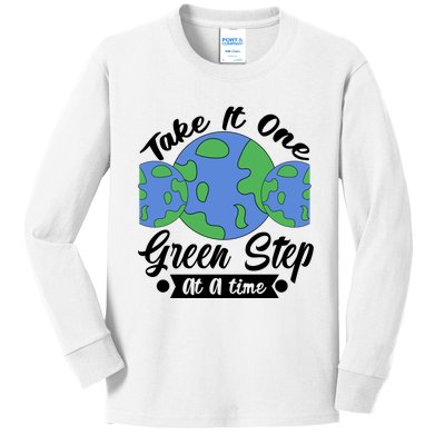 One Green Step At A Time Kids Long Sleeve Shirt