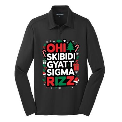 Ohio Gyatt Sigma Rizz Gen Alpha Xmas Christmas Party Silk Touch Performance Long Sleeve Polo