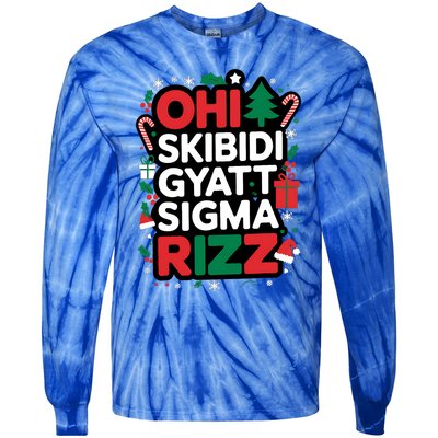 Ohio Gyatt Sigma Rizz Gen Alpha Xmas Christmas Party Tie-Dye Long Sleeve Shirt