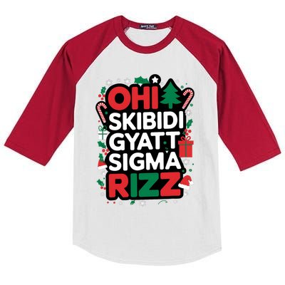 Ohio Gyatt Sigma Rizz Gen Alpha Xmas Christmas Party Kids Colorblock Raglan Jersey